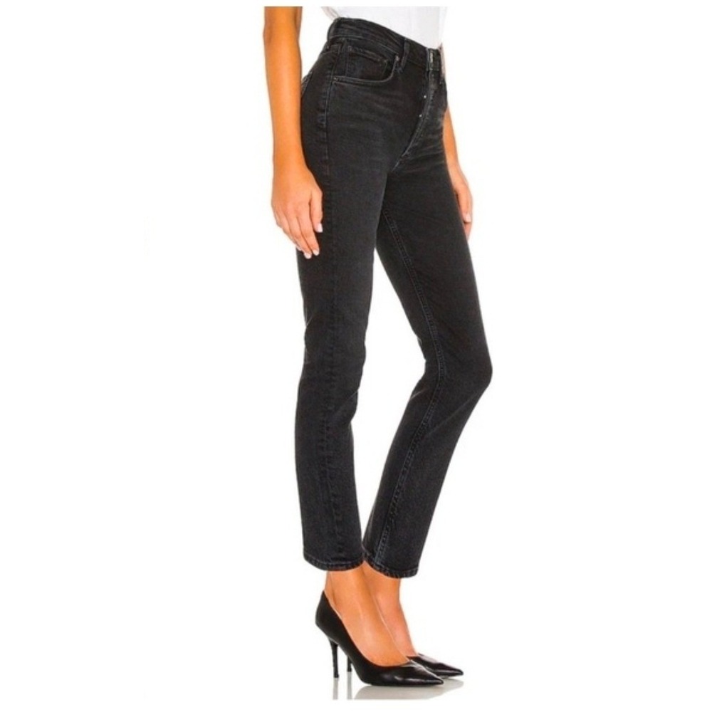 AGOLDE Women Jeans Riley High Rise Straight Crop Black Size 31 minimalist chic